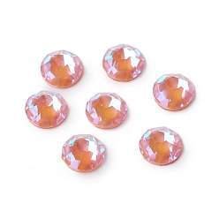 Сочный Персик Стеклянные стразы кабошоны, флуоресцентный стиль мокко, плоский зад, граненые, флуоресцентный, полукруглый, сочный персик, 3x1.4 мм