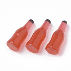Orange Red Resin Cabochons, Liquor/Bottle, Orange Red, 26x9~11mm