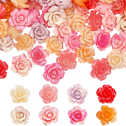 (52) Непрозрачная лаванда 100 шт 4 цвета синтетических коралловых бусин, окрашенные, цветок, два тона, разноцветные, 12x12x7 мм, отверстие : 1 мм, 25 шт / цвет