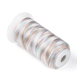 Silver Segment Dyed Round Polyester Sewing Thread, for Hand & Machine Sewing, Tassel Embroidery, Silver, 3-Ply 0.2mm, about 1000m/roll