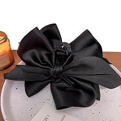 Черный Заколки-коготки из ткани и пластика, бантом, аксессуары для волос для женщин и девочек, чёрные, 110 мм