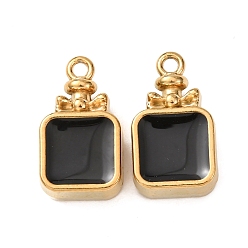 Черный 304 подвески из нержавеющей стали, с эмалью, ионное покрытие (ip), реальный 18 k позолоченный, Подвески для флаконов духов, чёрные, 18x10.5x6.5 мм, отверстие : 2 мм