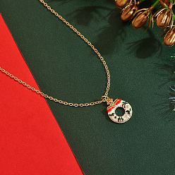 Золотой Милые мультяшные латунные, красные, белые, зеленые, эмалевые рождественские венки с подвесками для праздничной одежды, с четким кубического циркония, золотые, 17.72 дюйм (45 см)