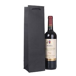 Noir Sacs en papier kraft, sacs-cadeaux, sacs à provisions, sacs de mariage, sacs de vin rouge, rectangle avec poignées, noir, 9.5x9x35 cm