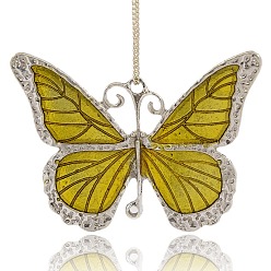 Золотистый Эмали сплава большие кулоны, бабочка, античное серебро, золотые, 64x86x3 мм, отверстия : 3.5 mm и 2.5 мм