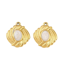 Золотой 304 нержавеющая сталь с эмалевыми подвесками, ромб, ионное покрытие (ip), золотые, 18.5x16.5x3 мм, отверстие : 1.2 мм