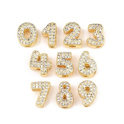 Золотой Латунные микропаве из прозрачного кубического циркония, число, золотые, золотые, 9.5~10x6~8x5 мм, отверстие : 1.6 мм