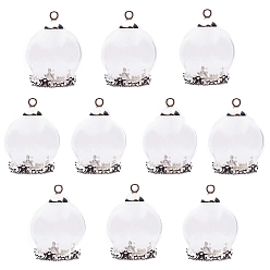 Argent Pendentifs en verre, ronde, argenterie, 25mm, 10 pièces / kit