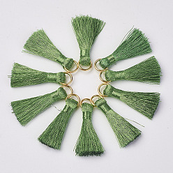 Морско-зеленый Украшение подвески из нейлона, с железной фурнитурой, золотые, цвета морской волны, 30~32x7x4 мм, отверстие : 4x5 мм