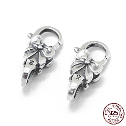 Antique Silver Thailand 925 Sterling Silver Lobster Claw Clasps, Bowknot, Antique Silver, 23x11x7mm, Hole: 5mm and 6mm