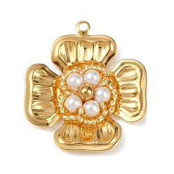 Цветок Пластиковые подвески, 304 подвески из нержавеющей стали, бледно золотарник, цветок, 31.5x28x5.5 мм, отверстие : 1.8 мм