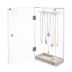 Прозрачный Вращающиеся акриловые подвесные органайзеры для хранения ожерелий, пылезащитная вращающаяся витрина для подвесных ожерелий, прямоугольные, прозрачные, 15.6x8.3~9.8x31.9 см