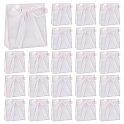 Pink 24 шт. бумажные подарочные упаковочные пакеты, подарочные упаковочные пакеты с полиэстеровой лентой, прямоугольные, розовые, 13x6x14 см