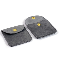 Серый Бархатные мешочки для хранения украшений с кнопкой, для сережек, Кольца, , прямоугольные, серые, 9x12.5 см