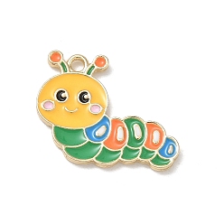 Coloré Pendentifs en émail , charmes de vers, or, colorées, 20x25x2mm, Trou: 2mm