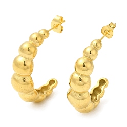 Настоящее золото 18K Ионное покрытие (ip) 304 серьги-гвоздики в виде полумесяца из нержавеющей стали, серьги-кольца, реальный 18 k позолоченный, 27x8.5 мм