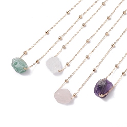 Смешанные камни Колье с подвеской из натурального необработанного камня для женщин, золотые, 17-3/4 дюйм (45 см)