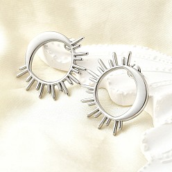 Нержавеющая Сталь Цвет 304 из нержавеющей стали серьги, солнце, цвет нержавеющей стали, 34.5x30.5 мм