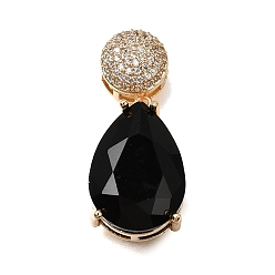 Черный Кулон из циркония, слезинки, реальный 18 k позолоченный, чёрные, 30.5 мм, отверстие : 4x2.5 мм