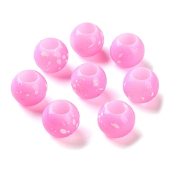 Ярко-Розовый Европейские бусины из АБС-пластика, окрашенные распылением, бусины с большим отверстием, круглые, ярко-розовый, 12x10 мм, отверстие : 6 мм, Около 720 шт / 500 г