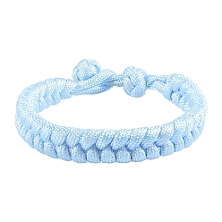 Светло-Голубой Браслеты из плетеного шнура из полиэстера, Небесно-голубой, 7-1/8~8-5/8 дюйм (18~22 см)