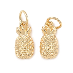 Настоящее золото 18K Латунные подвески, ананасовые прелести, без свинца и без кадмия, долговечный, стойки покрытие, реальный 18 k позолоченный, 12x6x4 мм, Перейти кольцо: 5x1 мм, внутренний диаметр: 3 мм