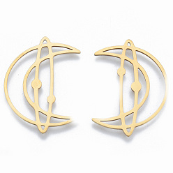 Золотой 201 из нержавеющей стали филигранные столяры ссылки, луна, золотые, 35x24x1 мм