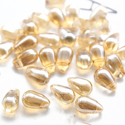 BurlyWood Transparent Glass Beads, Top Drilled, Teardrop, BurlyWood, 9x6mm