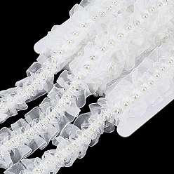 Weiß 5m schneeweißes Schleierband, mit abs-Kunststoffimitatperle, weiß, 1-3/8 Zoll (35 mm)