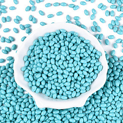 Темно-бирюзовый Выпечка краска стеклянные бусины, овальные, темные бирюзовый, 7x4~4.5 мм, отверстие : 0.9 мм, Около 2500 шт / фунт