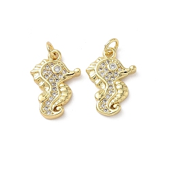 Sea Horse Латунные микро проложить кубического циркония подвески, реальный 18 k позолоченный, с целью перехода в кольце, морской конек, 15.5x11x2 мм, отверстие : 2.5 мм