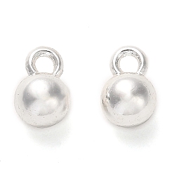 Silver Alloy Charms, Long-Lasting Plated, Round, Silver, 9x6mm, Hole: 1.6mm