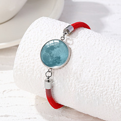 Другие Сплав стекла плоские круглые звенья браслеты, браслеты из нейлонового шнура для пары друзей, небо, 6-1/2~8-1/2 дюйм (16.5~21.5 см)