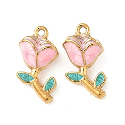 Pink 304 нержавеющей стальной эмали подвески, ионное покрытие (ip), , золотые, розовые, 17x9x5.5 мм, отверстие : 1.2 мм