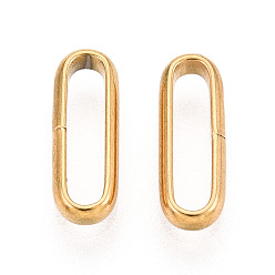 Настоящее золото 18K 304 Быстроразъемные соединения из нержавеющей стали, овальное кольцо, ионное покрытие (ip), реальный 18 k позолоченный, 12.2x4.1x2 мм