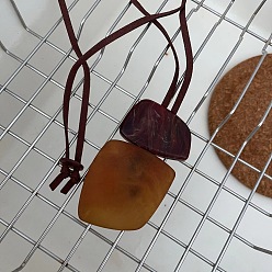 Перу Самородки геометрические смоляные подвески искусственная замша шнур длинные ожерелья, Перу, 43.31 дюйм (110 см)