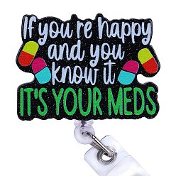 Зеленый Выдвижная катушка для значков из блестящего пластика, держателей карт, С железными аллигаторами, скажи, если ты счастлив и знаешь это, зелёные, 92 мм, Слово: 39.5x53мм