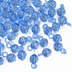 Королевский синий Прозрачные акриловые подвески, граненые, круглые, королевский синий, 18x11x11 мм, отверстие : 4 мм