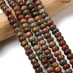 Пикассо Камень Нити бусин из натурального камня пикассо/полихромной яшмы, рондель, 6.5~7x4~4.5 мм, отверстие : 0.8 мм, около 89 шт / нитка, 15.35'' (39 см)