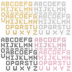 Mixed Color 8 Sheets 4 Colors Letter A~Z Acrylic Hotfix Rhinestone, Self-Adhesive Acrylic Rhinestone Stickers, for DIY Decoration and Crafts, Mixed Color, 150x219~220x0.5~1mm, 2 sheets/colors