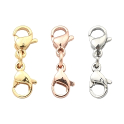 Mixed Color 3Pcs 3 Colors 304 Stainless Steel Double Lobster Claw Clasps, with Jump Rings, Mixed Color, 20mm, 1pc/color