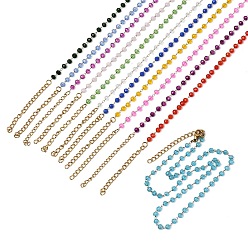 Золотой 12 шт. 12 цвета 304 нержавеющая сталь с гранеными стеклянными бусинами-ронделями, цепочка ручной работы с камнями-талисманами для женщин, разноцветные, ионное покрытие (ip), золотые, 14.96 дюйм (38 см), 1 шт / цвет
