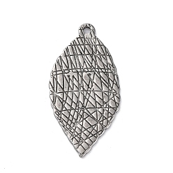 Античное Серебро 304 подвески из нержавеющей стали, , лист прелести, античное серебро, 37x18x1~2 мм, отверстие : 1.6~1.8 мм