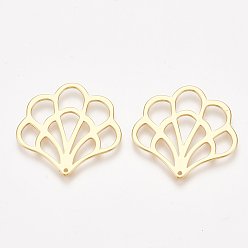 Настоящее золото 18K Латунные подвески, вентилятор, без никеля , реальный 18 k позолоченный, 25.5x26x1 мм, отверстие : 0.9 мм
