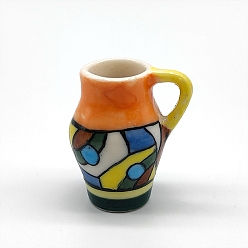 Оранжевый Миниатюрные украшения из фарфоровой вазы, аксессуары для домашнего кукольного домика с микро-ландшафтом, притворяясь опорными украшениями, оранжевые, 22x30 мм