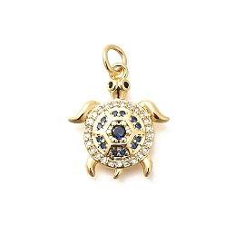 Настоящее золото 18K Латунные микро проложить кубического циркония подвески, черепаховые чары, с целью перехода в кольце, стойки покрытие, долговечный, без свинца и без кадмия, реальный 18 k позолоченный, 19.5x17x3 мм, отверстие : 3 мм