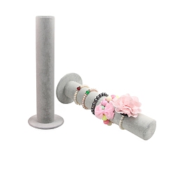 Гейнсборо ПВХ, покрытый бархатом, держатели для резинок для волос, стенды-органайзеры для браслетов, светло-серые, 12x31 см