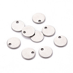 Нержавеющая Сталь Цвет Не тускнеет 201 штампованные пустые бирки из нержавеющей стали, плоско-круглые, цвет нержавеющей стали, 8x1 мм, отверстие : 1.2 мм