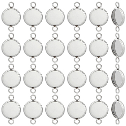 Нержавеющая Сталь Цвет 80 шт. 304 Настройки для коннектора кабошона из нержавеющей стали, чашки безель с краями, плоско-круглые, цвет нержавеющей стали, лоток : 10 мм, 17.5x12x2 мм, отверстие : 2 мм