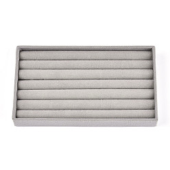 Светло-серый 6-прямоугольные бархатные лотки для хранения обручальных колец, светло-серый, 12.5x21.2x2.3 см